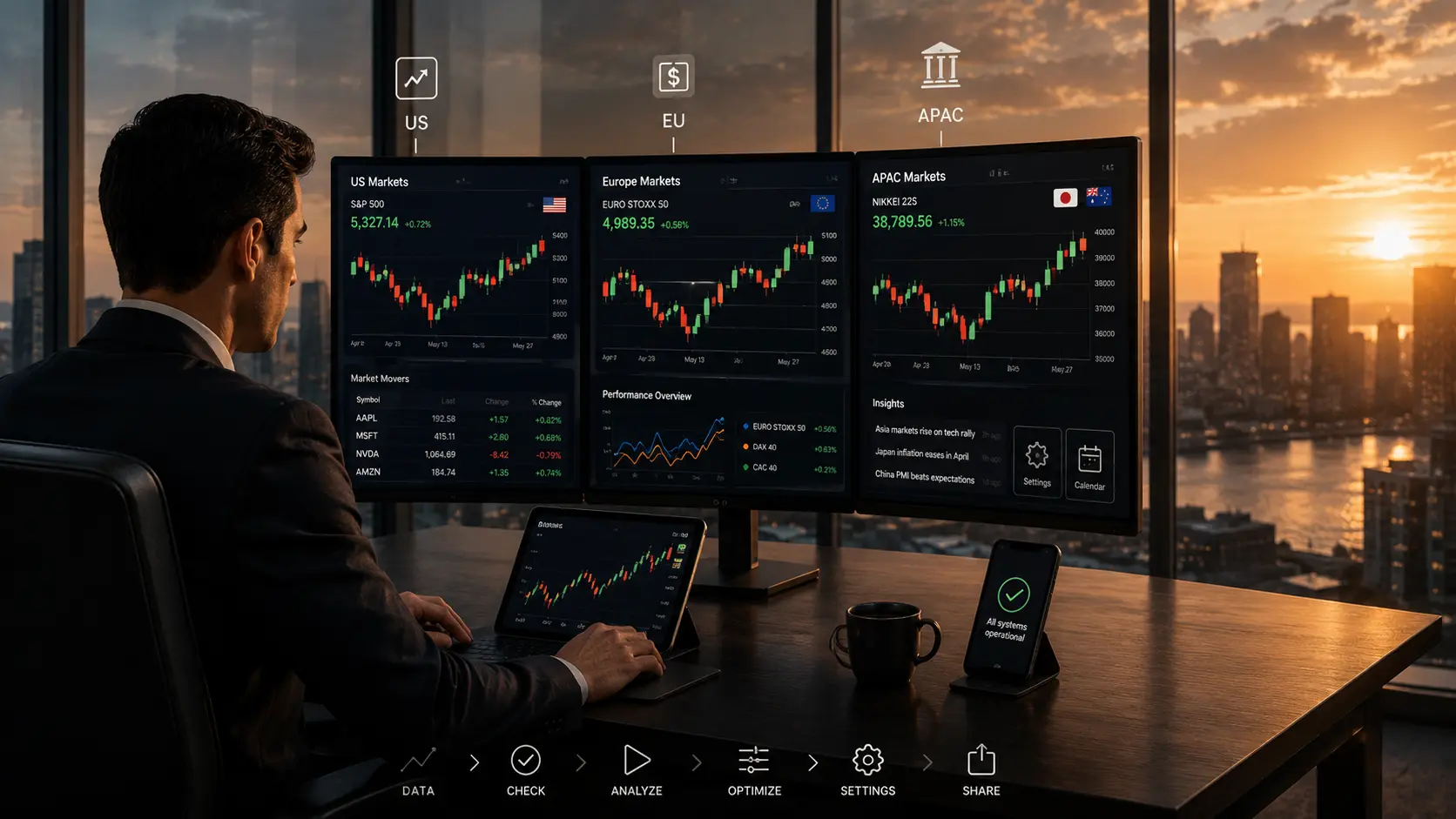 Comercia índices bursátiles globales con un plan tranquilo y repetible