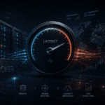 Broker order execution latency illustrated with a low-latency trading infrastructure, data routing, and execution performance dashboard.