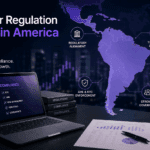 Illustration of broker regulation in Latin America 2026 showing compliance, AML, KYC, governance, and regulatory oversight across the LATAM region.