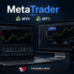 MetaTrader trading platform showing MT4 and MT5 chart analysis tools used for forex, stocks, futures, and CFD trading.