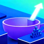 Isometric cup-and-handle chart landscape with a learner avatar climbing toward a breakout summit