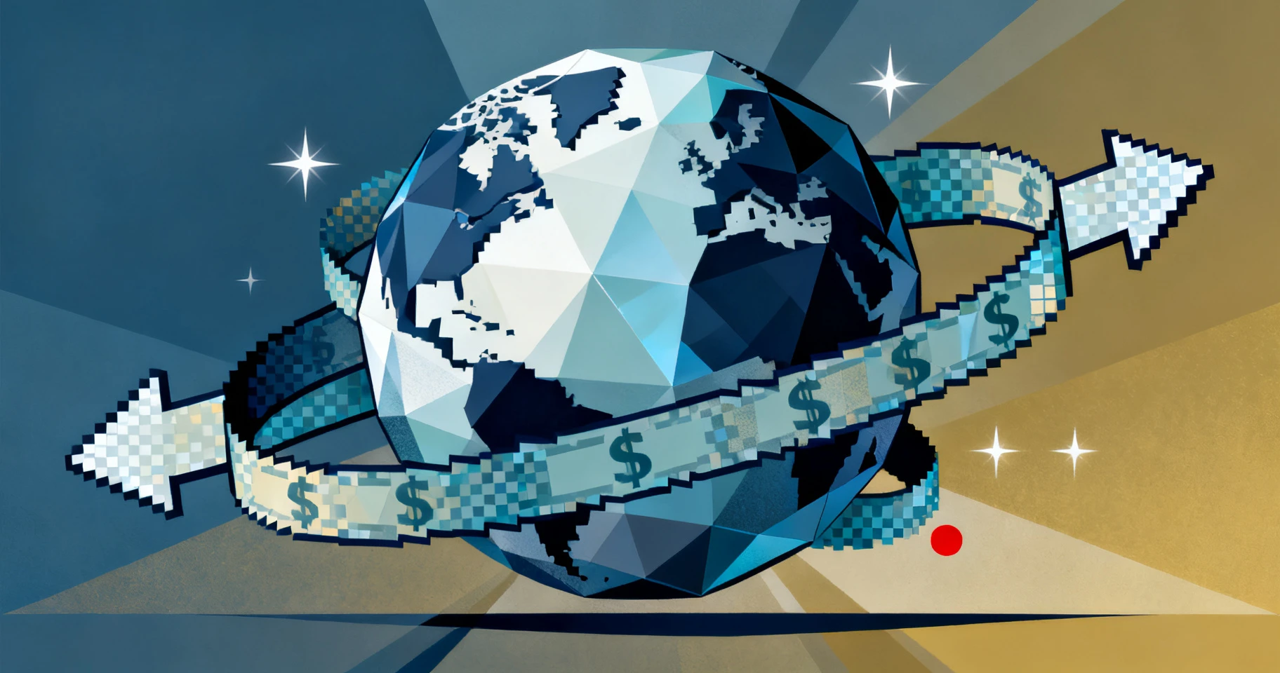 Abstract visualization of global currencies trading against each other